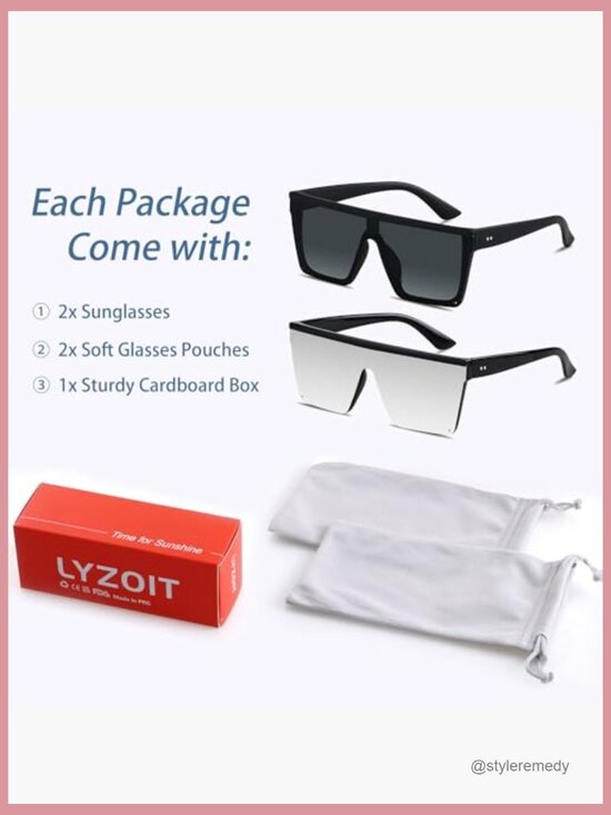 Square Oversized Sunglasses with UV Protection Shield Fashion